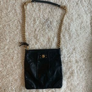 Marc Jacobs Black Leather Purse with Gold Chain